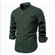 Men Band Collar Button Up Shirt