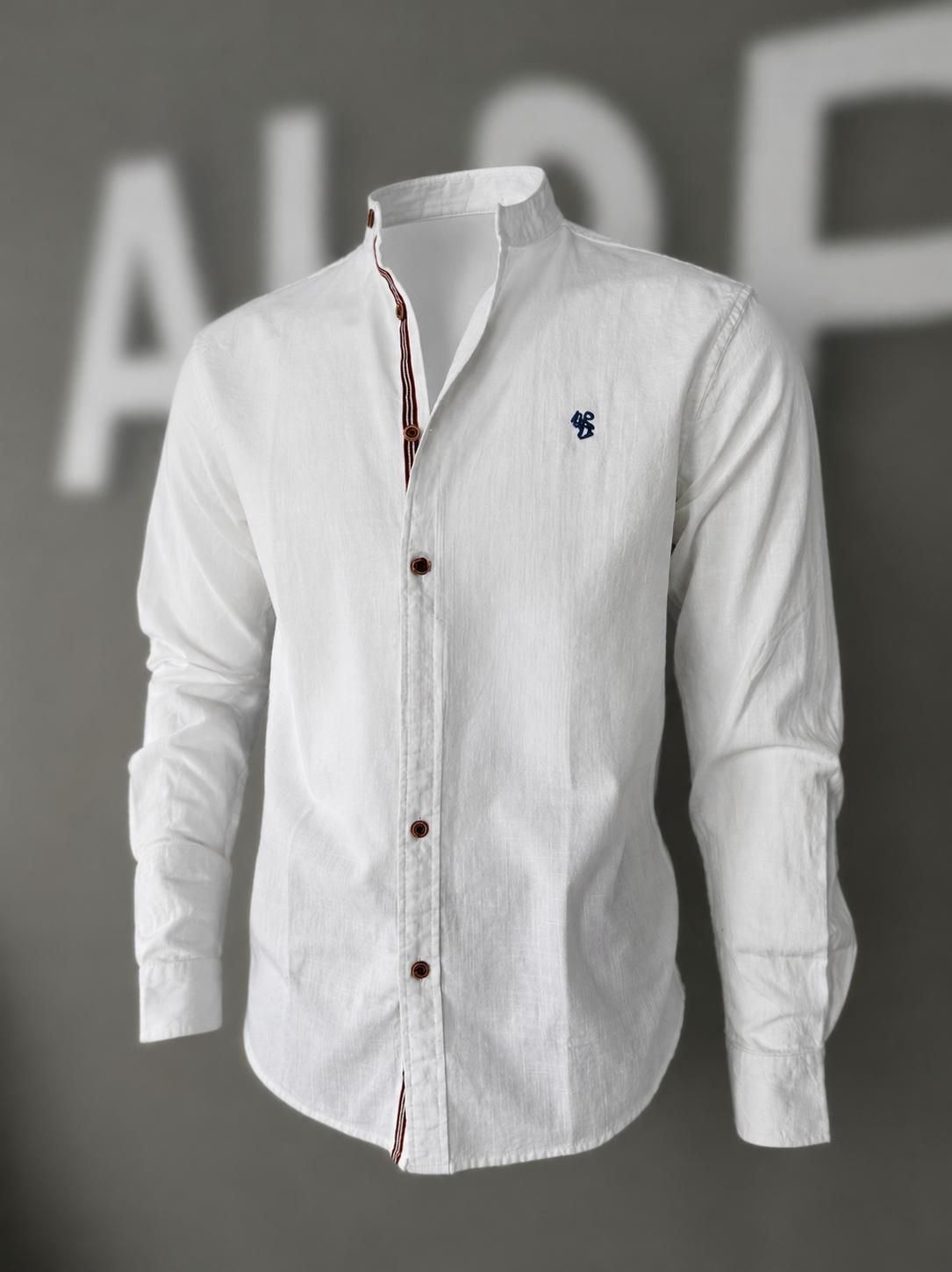 Men Band Collar Button Up Shirt