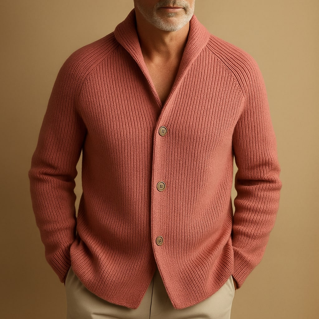 Thorneau – Cardigan homme à col châle en mélange de laine léger