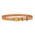 Women Slim Faux Leather Belt Gold Buckle Black - Image 9