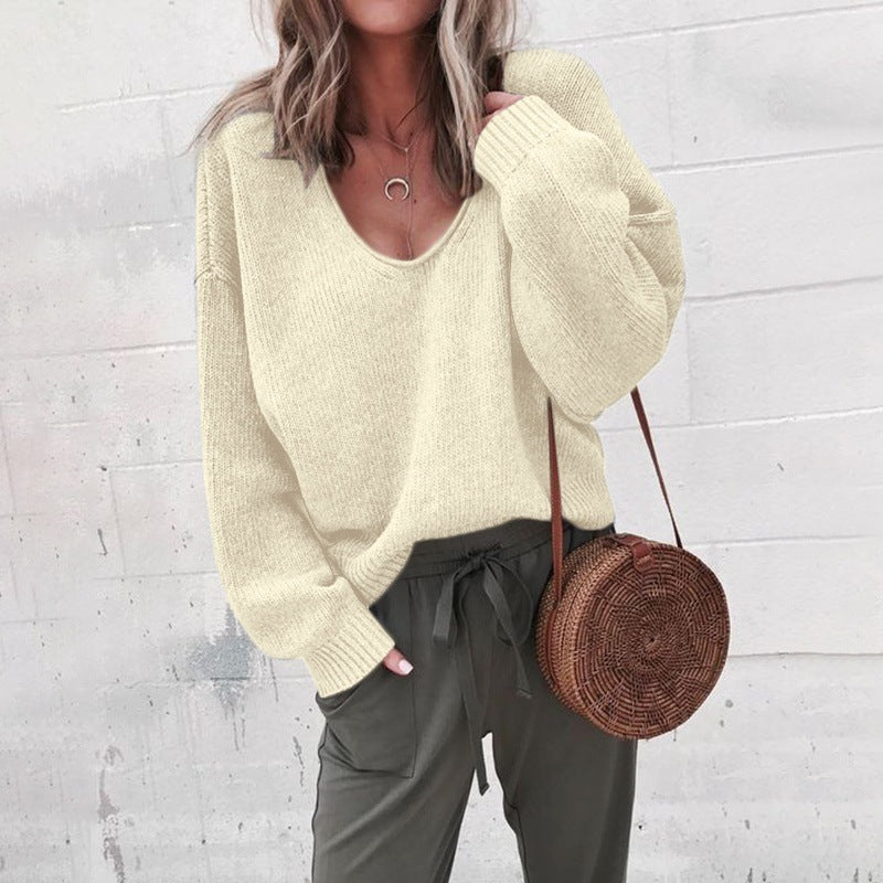 Virella – Maglione da donna a collo a V, vestibilità comoda