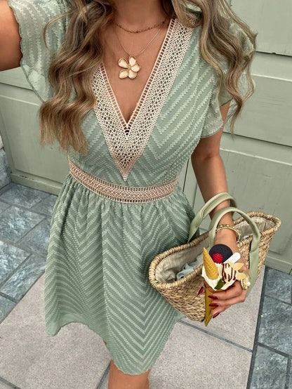 Ombelira – Robe d'été courte à col en V pour femmes