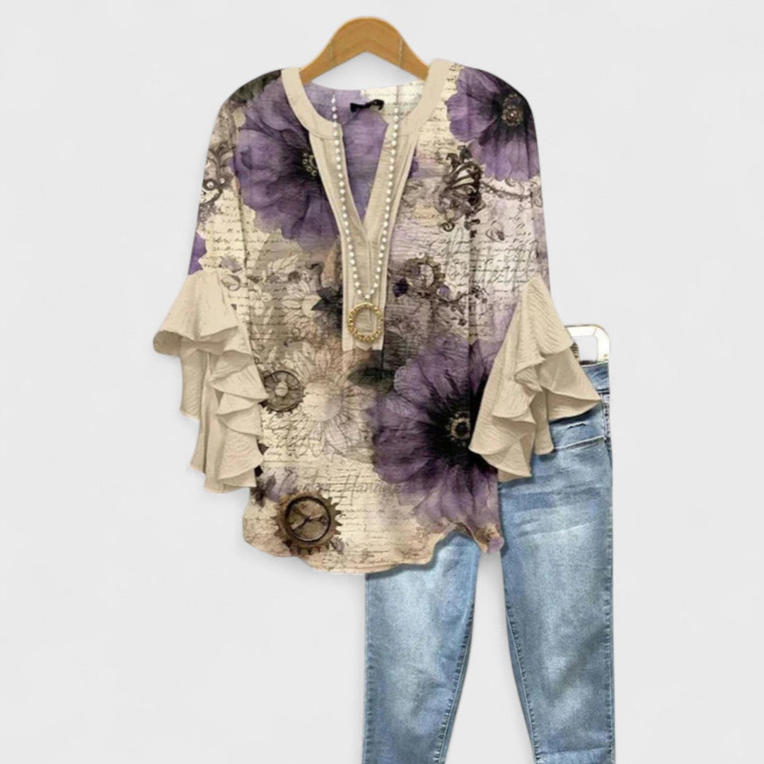 Women's V-Neck Ruffle Sleeve Blouse - Image 6