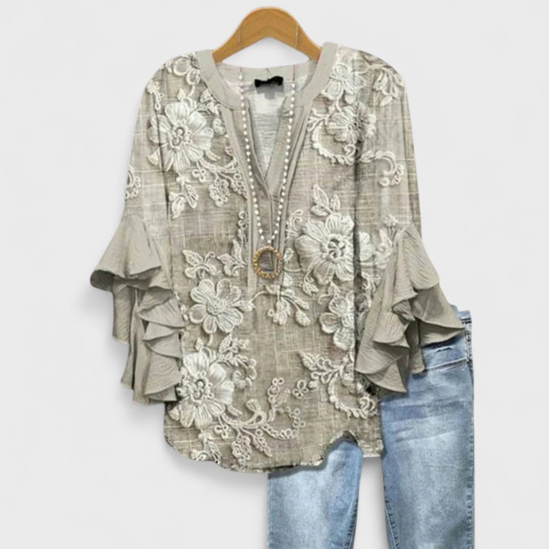 Women's V-Neck Ruffle Sleeve Blouse - Image 8