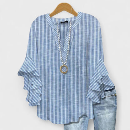 Women's V-Neck Ruffle Sleeve Blouse - Image 3