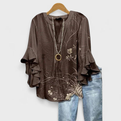 Women's V-Neck Ruffle Sleeve Blouse - Image 4