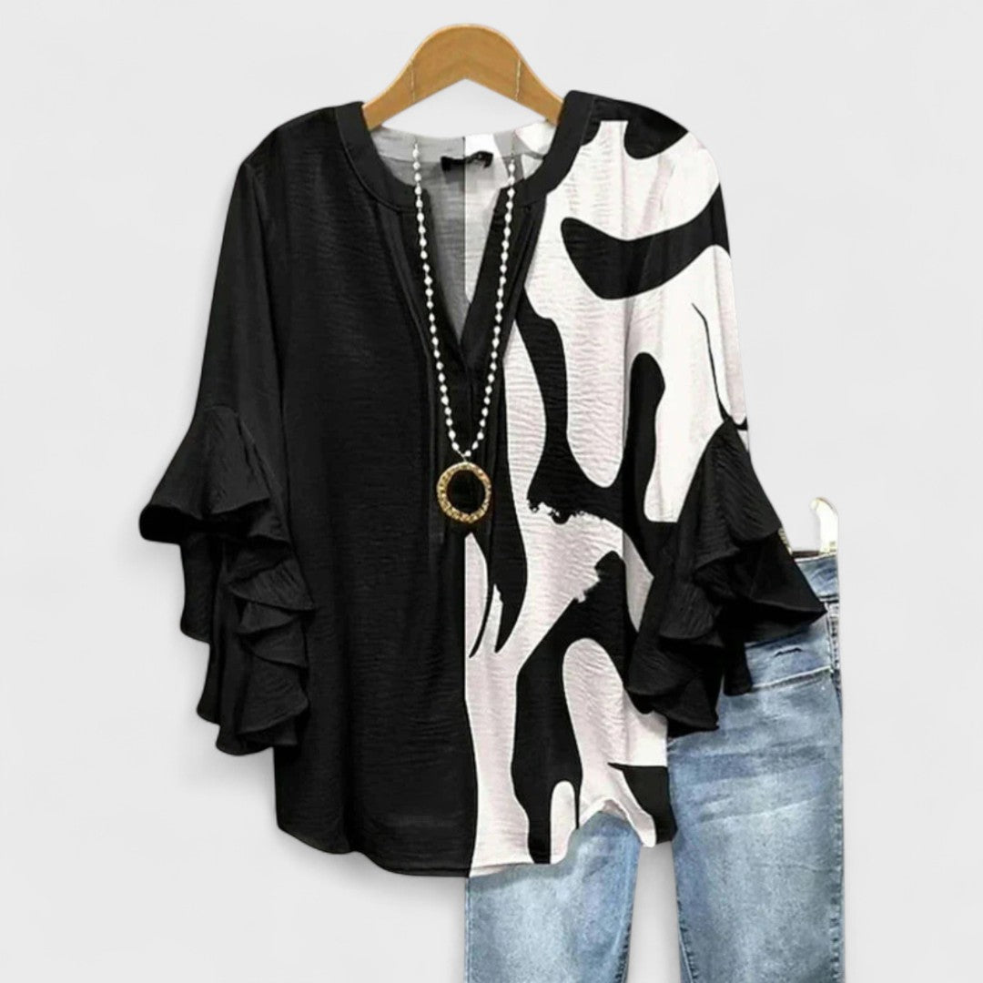 Women's V-Neck Ruffle Sleeve Blouse - Image 5