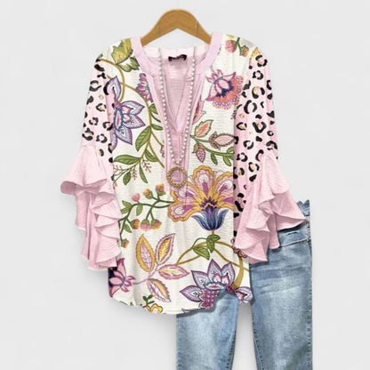 Women's V-Neck Ruffle Sleeve Blouse - Image 9