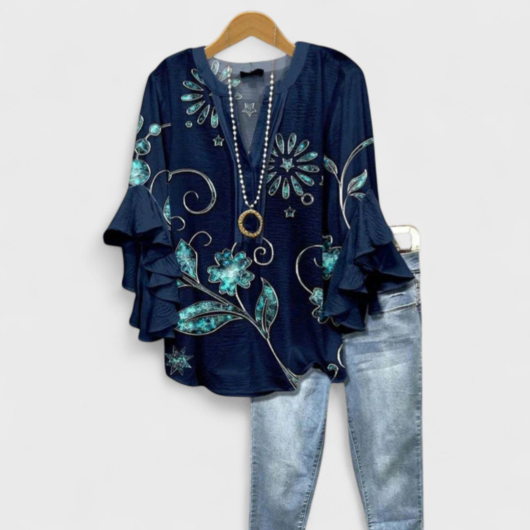 Women's V-Neck Ruffle Sleeve Blouse - Image 10
