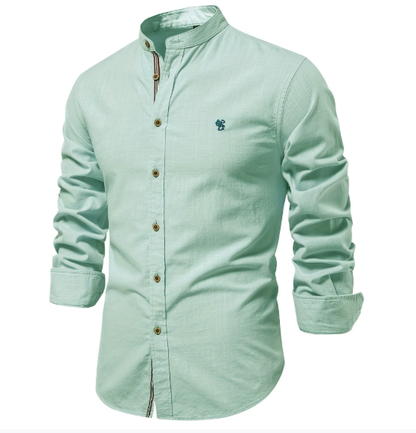 Tavionn - Chemise homme à manches longues avec col montant