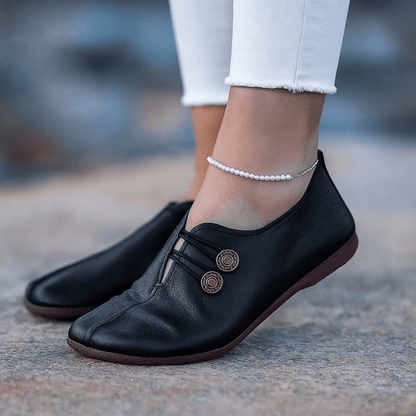 Women's Wide Toe Box Barefoot Shoes Faux Leather Minimalist Flats - Image 3