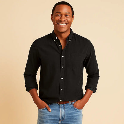 Plain Finish Long-Sleeve Shirt for Men Azzoria