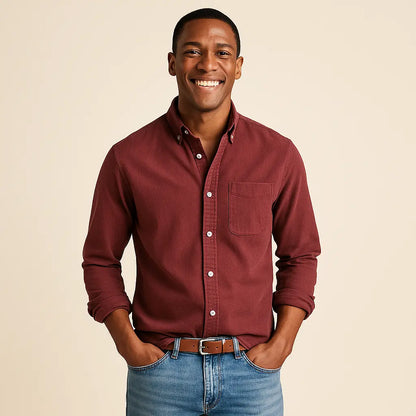 Plain Finish Long-Sleeve Shirt for Men Azzoria