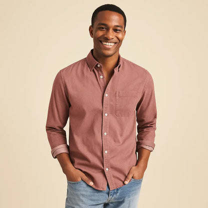 Plain Finish Long-Sleeve Shirt for Men Azzoria