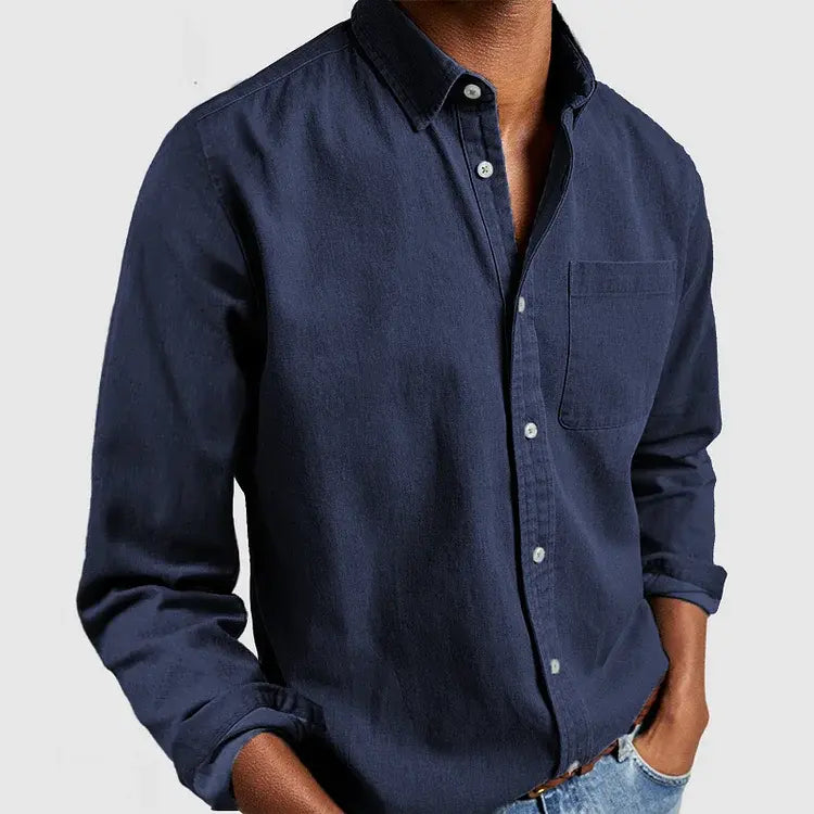 Plain Finish Long-Sleeve Shirt for Men Azzoria