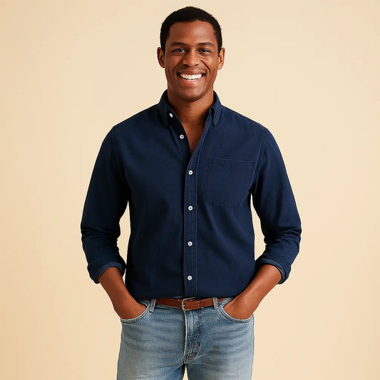 Plain Finish Long-Sleeve Shirt for Men Azzoria