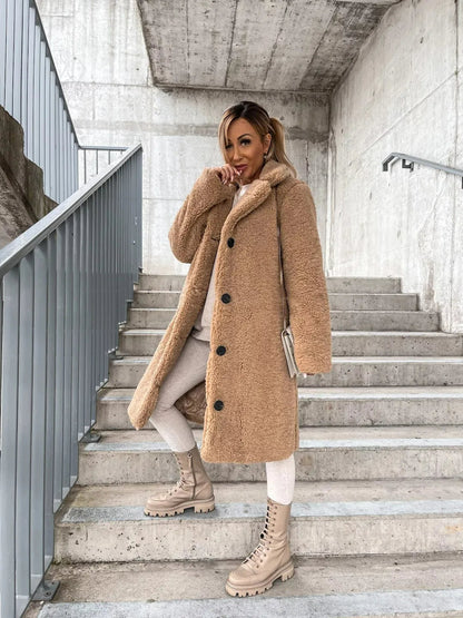 Manteau trench en peluche pour femmes