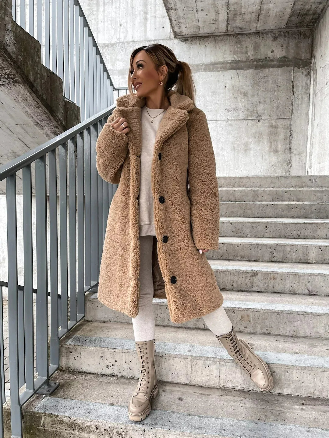 Manteau trench en peluche pour femmes