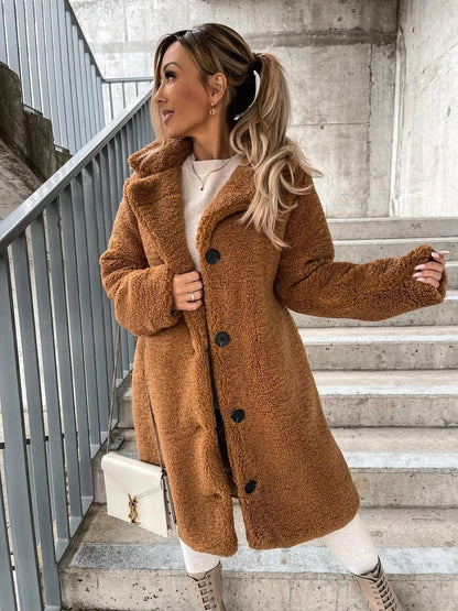 Manteau trench en peluche pour femmes