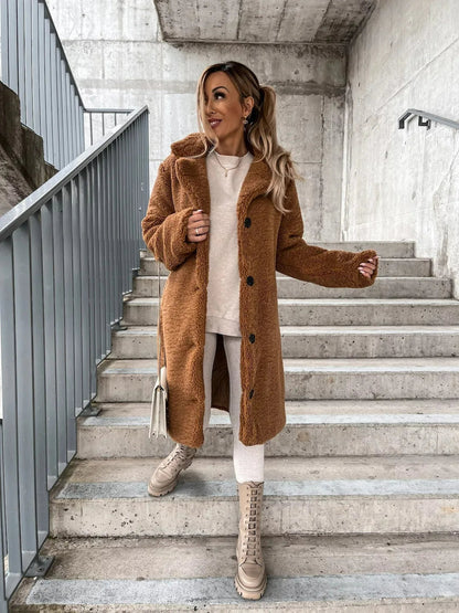 Manteau trench en peluche pour femmes