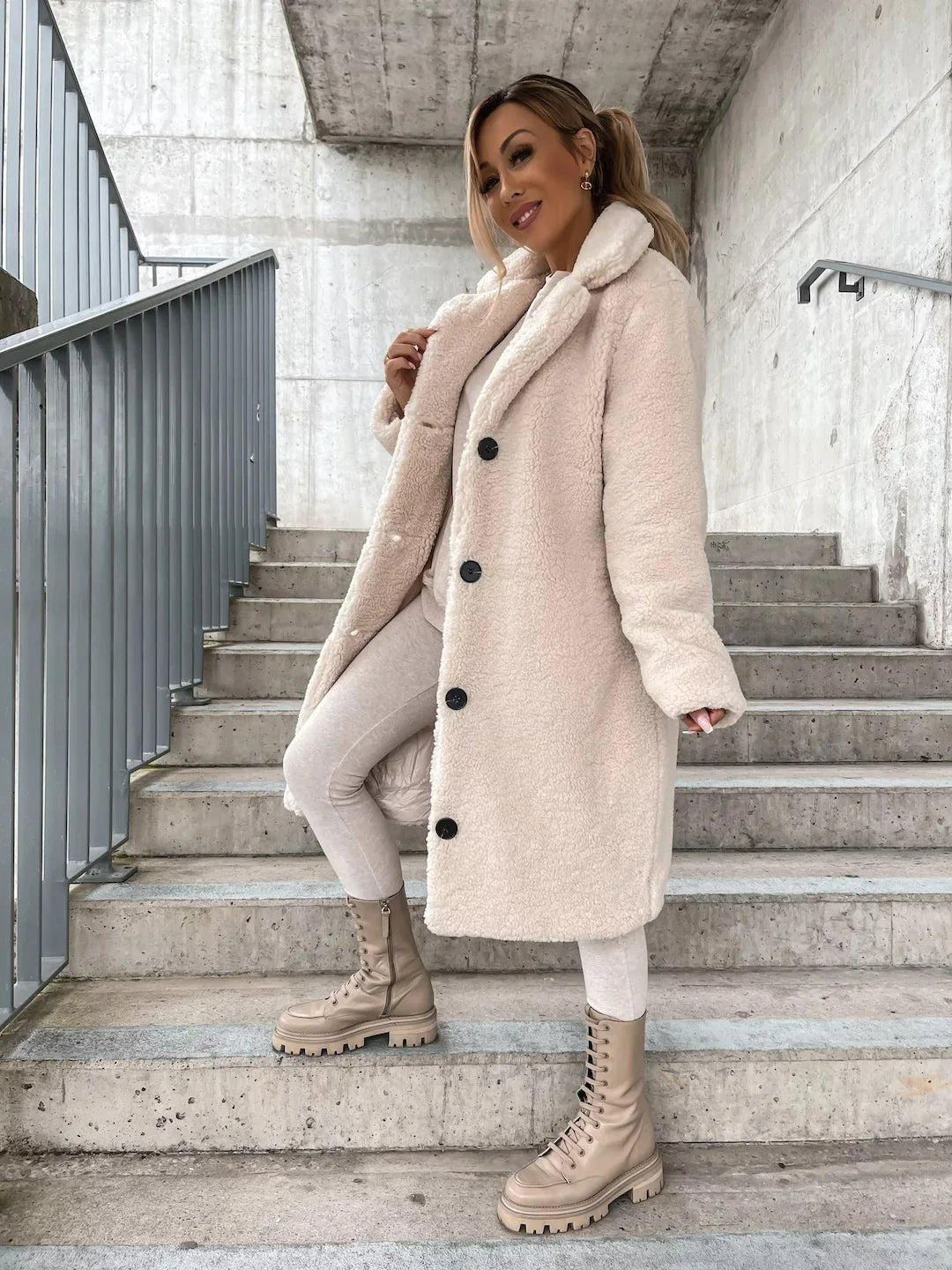 Manteau trench en peluche pour femmes