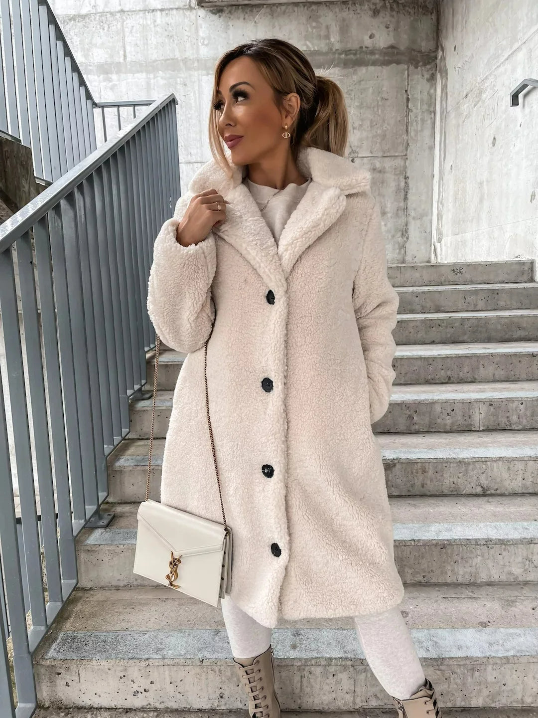 Manteau trench en peluche pour femmes