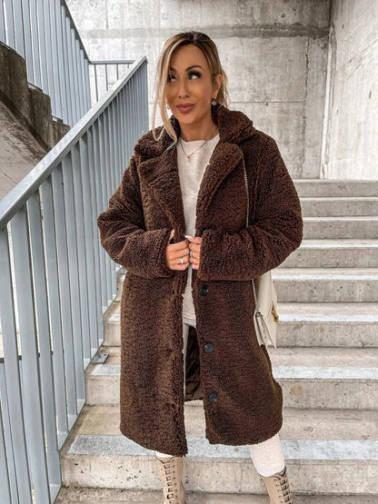 Manteau trench en peluche pour femmes