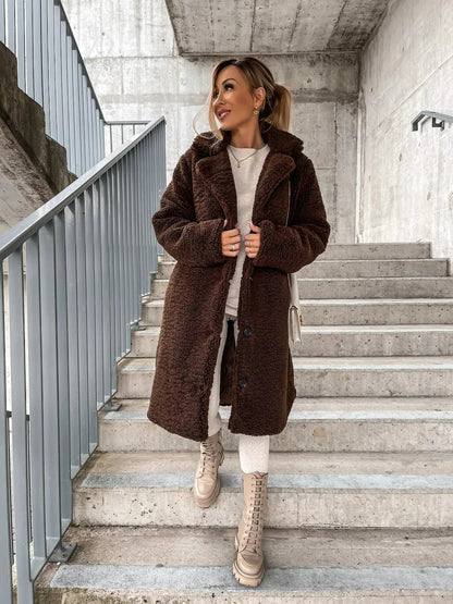 Manteau trench en peluche pour femmes