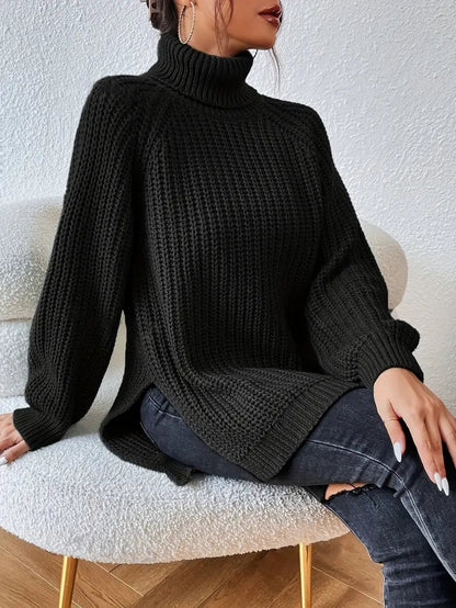 Elenia – Pull à col roulé côtelé pour femme