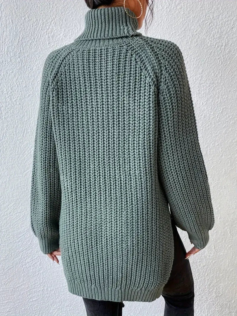 Elenia – Pull à col roulé côtelé pour femme