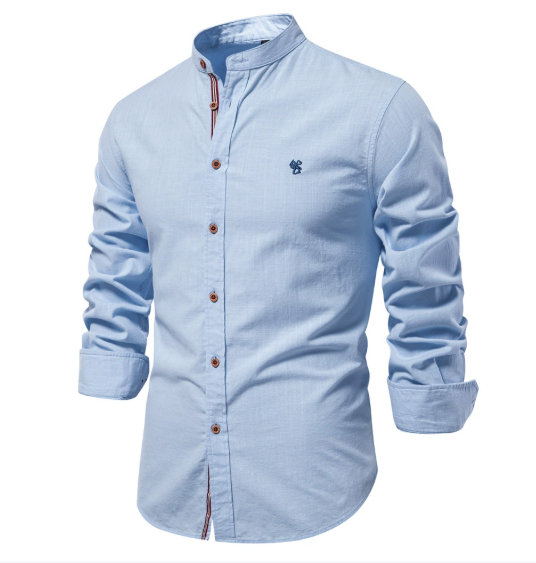 Tavionn - Chemise homme à manches longues avec col montant