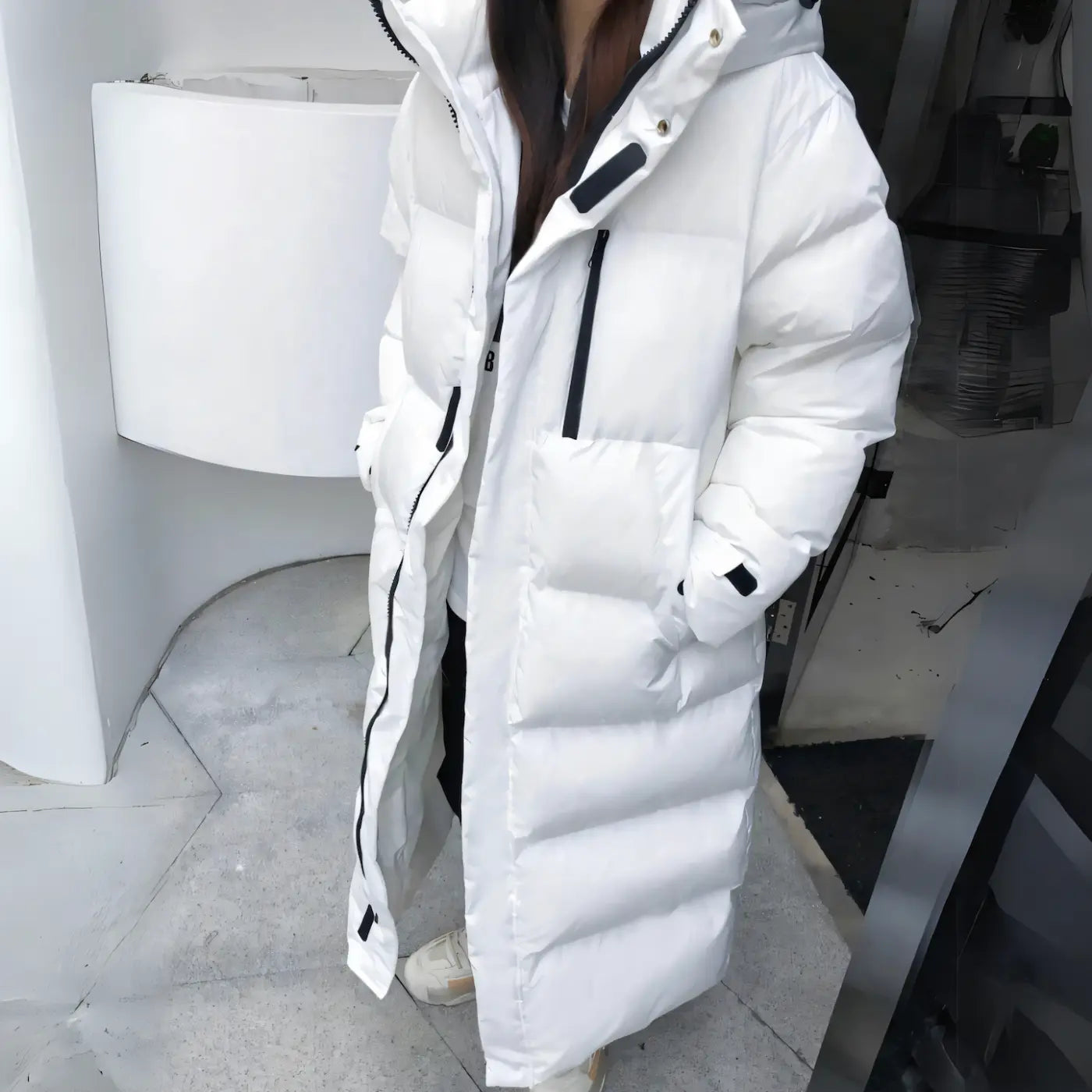 Quilted Long Down Jacket for Women Azzoria