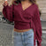 Women Knit Wrap V-Neck Long Sleeve Sweater