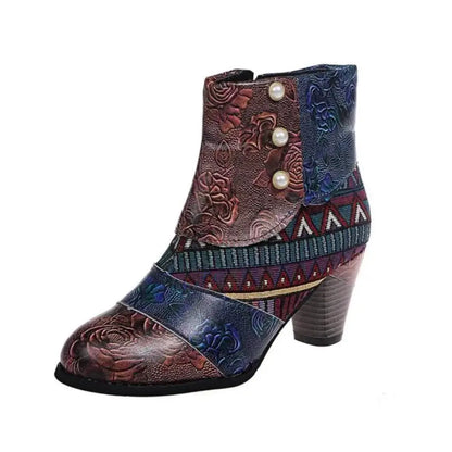 Retro High-Heel Boots with Side Fastening for Women Azzoria