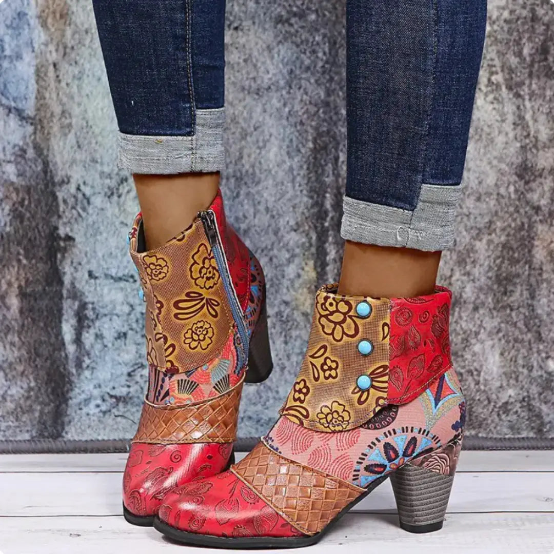 Retro High-Heel Boots with Side Fastening for Women Azzoria