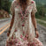 Women Floral Embroidered V-Neck Maxi Dress Garden Party Summer