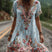 Women Floral Embroidered V-Neck Maxi Dress Garden Party Summer - Image 3