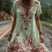 Women Floral Embroidered V-Neck Maxi Dress Garden Party Summer - Image 5