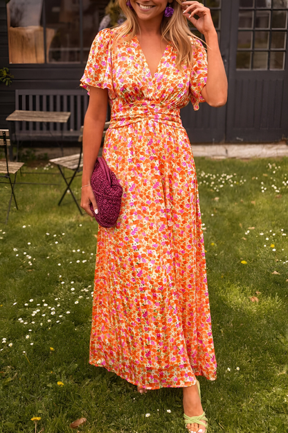 Rodelis – Long V Neck Dress Women