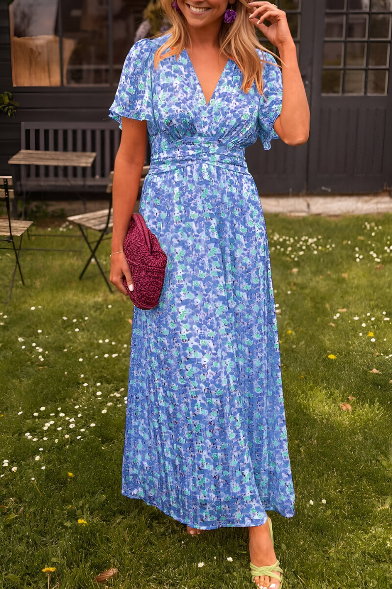 Rodelis – Long V Neck Dress Women