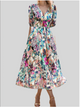 Roxelle - Floral Midi Dress Puff Sleeves