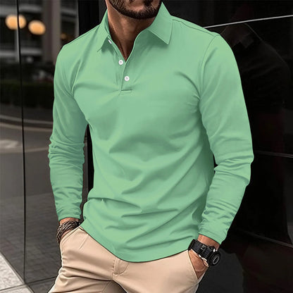 Thavien – Polo à manches longues classique pour homme