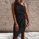 Laurah - One Shoulder Dress With Waist Tie