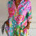 Women's Abstract Print Long Sleeve Button Front Blouse