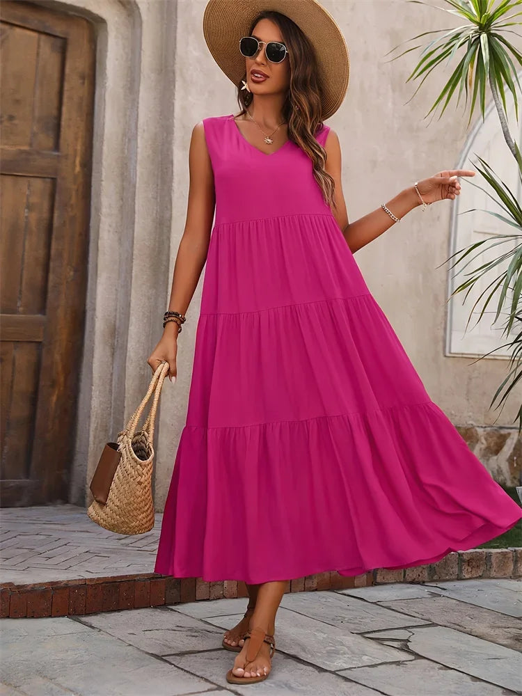 Gabriella - Vestido Largo Acampanado Estilo Verano Confortable