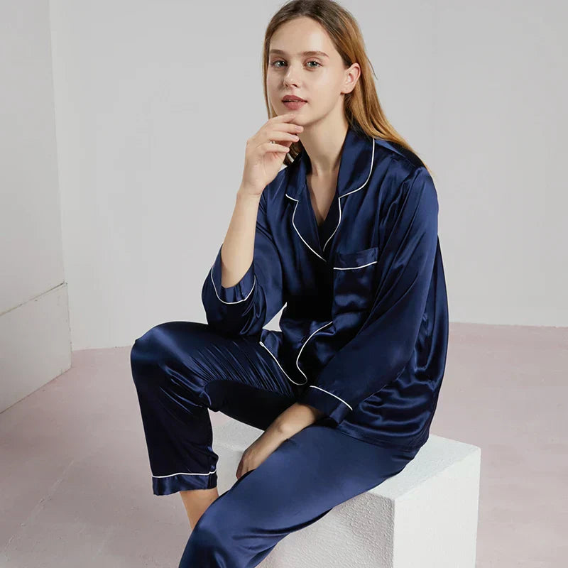 Women Mulberry Silk Pajama Set Luxury Pure Natural Sleepwear - Image 6