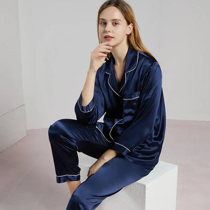 Women Mulberry Silk Pajama Set Luxury Pure Natural Sleepwear - Image 6