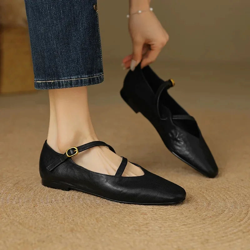 Mariano - Zapatos Mary Jane de cuero con hebilla