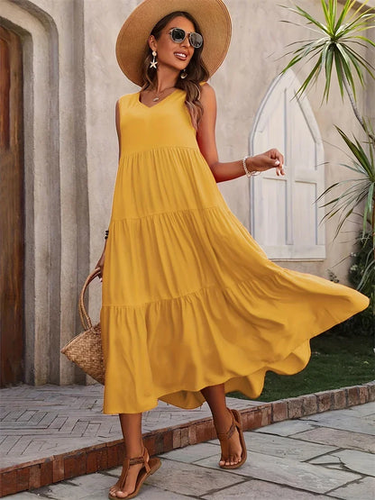 Gabriella - Vestido Largo Acampanado Estilo Verano Confortable