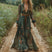 Women Embroidered Bohemian Maxi Dress V Neck